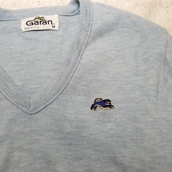 Vintage Garan v-neck knit sweater light blue size M medium pullover made in USA - Picture 6 of 10